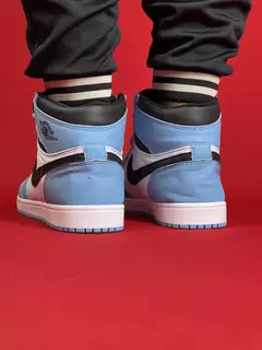 Air Jordan 1 High Azul Logo Preto Com Branco Nacional S na internet