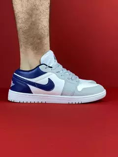 Air Jordan 1 Low azul cinza branco Nacional S