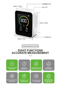 Medidor Dióxido Carbono Co2 Sensor humedad combinado 3 en 1