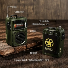 Mini Radio Portátil Onda Corta AM/FM/SW/WB Bluetooth Raddy RF750 en internet
