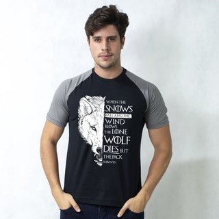 CAMISETA RAGLAN PRETA - THE PACK SURVIVES