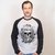 MANGA LONGA RAGLAN CINZA - NAVY SKULL PRETO