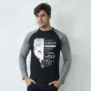 MANGA LONGA RAGLAN PRETA - THE PACK SURVIVES