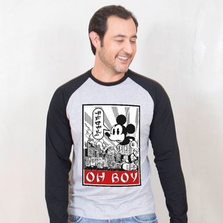 MANGA LONGA RAGLAN CINZA - OH BOY