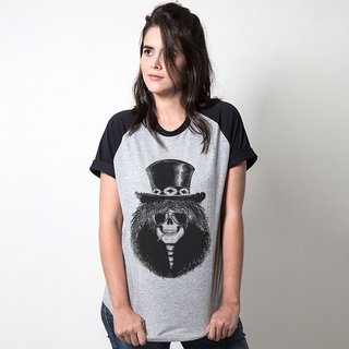 CAMISETA RAGLAN CINZA - SLASH SKULL