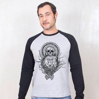 MANGA LONGA RAGLAN CINZA - WOLF