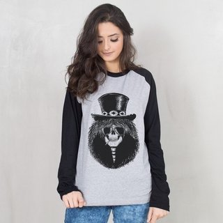 MANGA LONGA RAGLAN CINZA - SLASH SKULL