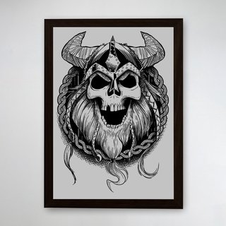 PÔSTER COM MOLDURA - VIKING SKULL