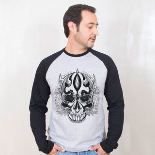 MANGA LONGA RAGLAN CINZA - SKULL MAUL