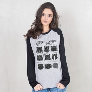 MANGA LONGA RAGLAN CINZA - MEOWFORCE