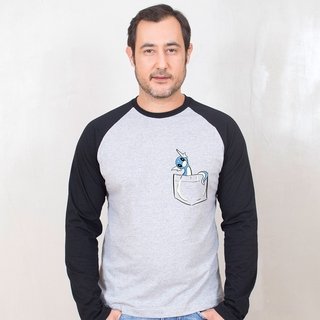 MANGA LONGA RAGLAN CINZA - POCKET DRATINI