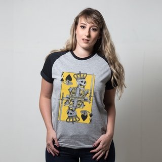 CAMISETA RAGLAN CINZA - REI DE ESPADAS