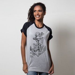 CAMISETA RAGLAN CINZA - LANÇAR ÂNCORA