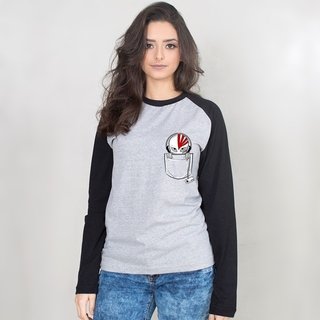 MANGA LONGA RAGLAN CINZA - HEITOR NO BOLSO