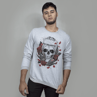 BLUSÃO CINZA - NAVY SKULL COLORIDO