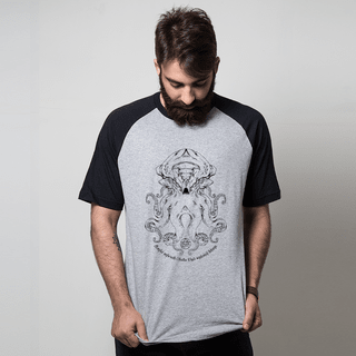 CAMISETA RAGLAN CINZA - CTHULHU