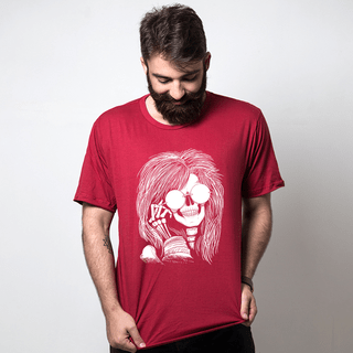 CAMISETA VERMELHA - JANIS JOPLIN SKULL