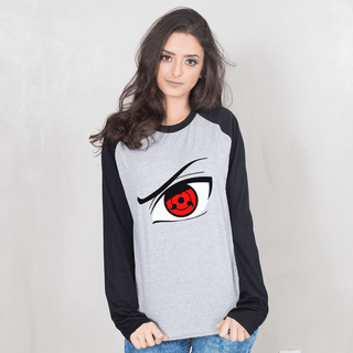 MANGA LONGA RAGLAN CINZA - NOVO SHARINGAN