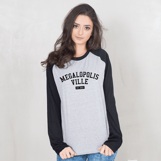 MANGA LONGA RAGLAN CINZA - MEGALOPOLISVILLE