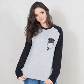 MANGA LONGA RAGLAN CINZA - MORTADELA