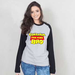 MANGA LONGA RAGLAN CINZA - CONTROLA TUA VIBE