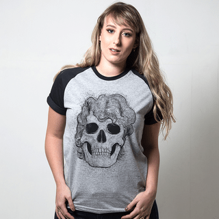 CAMISETA RAGLAN CINZA - FELPS SKULL