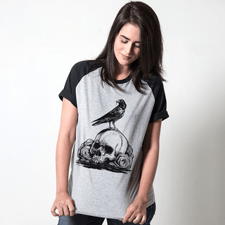 CAMISETA RAGLAN CINZA - CORVO