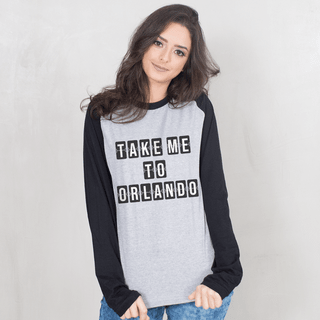 MANGA LONGA RAGLAN CINZA - TAKE ME TO ORLANDO