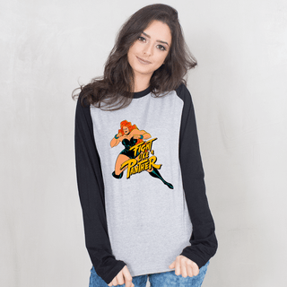 MANGA LONGA RAGLAN CINZA - FIGHT LIKE A PANTHER