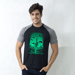 CAMISETA RAGLAN PRETA - MERGULHO FANTASMA