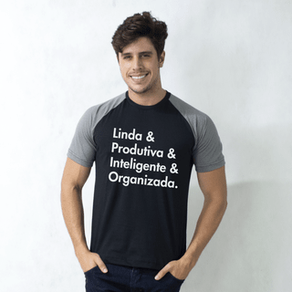 CAMISETA RAGLAN PRETA - ORGANIZA DAFNE