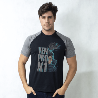 CAMISETA RAGLAN PRETA - VEM PRO X1