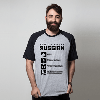 CAMISETA RAGLAN CINZA - RUSSIAN