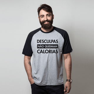 CAMISETA RAGLAN CINZA - DESCULPAS