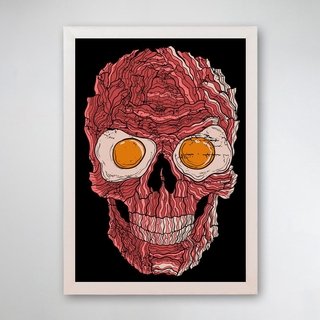 PÔSTER COM MOLDURA - BACON SKULL