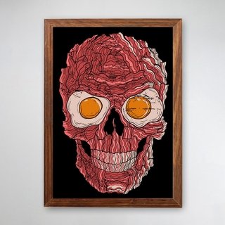 PÔSTER COM MOLDURA - BACON SKULL