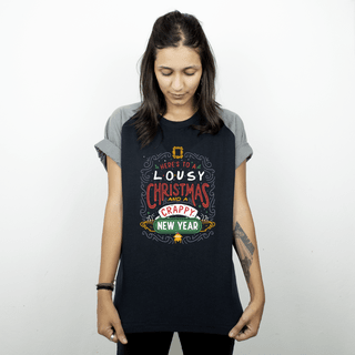 CAMISETA RAGLAN PRETA - FRIENDS XMAS