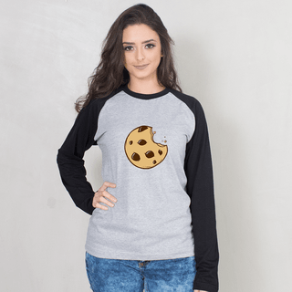 MANGA LONGA RAGLAN CINZA - COOKIE CARTOON