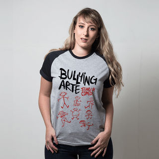 CAMISETA RAGLAN CINZA - BULLYING ARTE