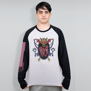 MANGA LONGA RAGLAN CINZA - SKULL OROCHI COLORIDO