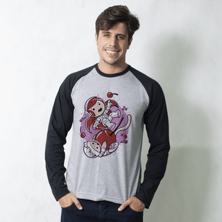 MANGA LONGA RAGLAN CINZA - CHERRY SPACE