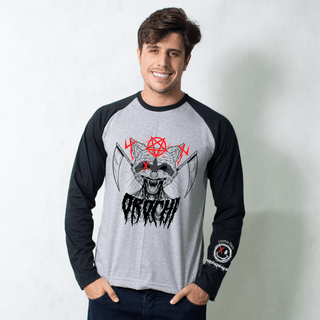 MANGA LONGA RAGLAN CINZA - COMA LIXO