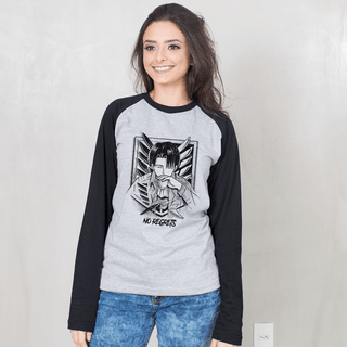 MANGA LONGA RAGLAN CINZA - NO REGRETS