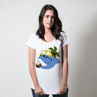 CAMISETA BRANCA - TUBARÃO NA PRAIA