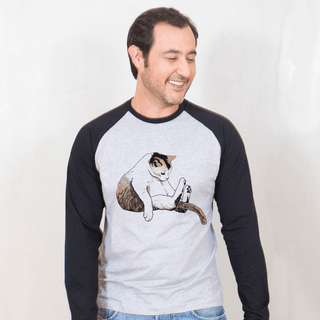 MANGA LONGA RAGLAN CINZA - GATO SASÁ