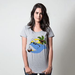 CAMISETA CINZA - TUBARÃO NA PRAIA