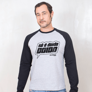 MANGA LONGA RAGLAN CINZA - CE DOIDO