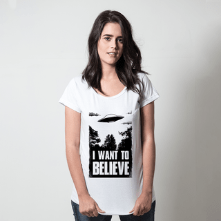 CAMISETA BRANCA - I WANT TO BELIEVE