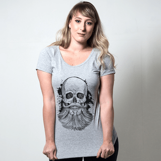 CAMISETA CINZA - BEARD SKULL