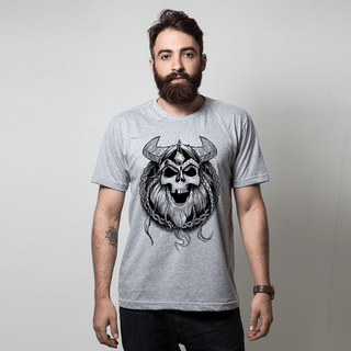 CAMISETA CINZA - VIKING SKULL